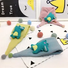 Вязаный крючком детский шарф, вязаные зимние теплые мягкие нагрудники, детские галстуки с мультяшными животными