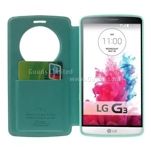 Roar Korea Noble Quick Circle Leather Flip Cover for LG G3 D850 D855 LS990 - Cyan