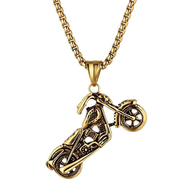 Buy Motorcycle Pendant Necklace Man Sport Hip Hop Jewelry Silver/Gold Color