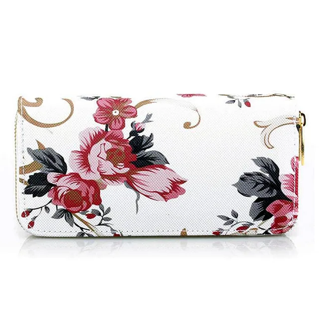 High Quality Purse Women Leather Purses Wallets Luxury Brand print Floral Wallet Double Zipper ...