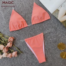 Новинка, сексуальный розовый мини бикини, купальник, невидимый, на бретельках, бикини, набор, низкая талия, бандаж, купальник, два предмета, купальник для женщин