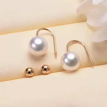 

shilovem 18k yellow Natural freshwater pearls Drop Earrings fine Jewelry women trendy wedding gift new yze8.5-009zz