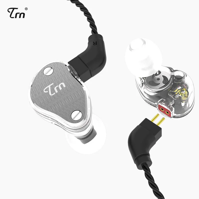 Гибридные наушники TRN V60 1BA + 2DD HIFI DJ Monito спортивные для бега с разъемом 2 pin V20