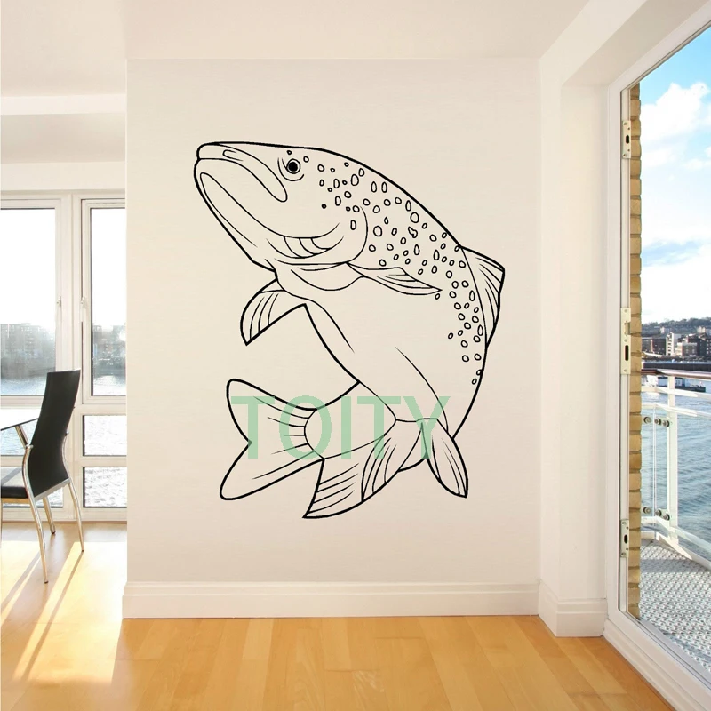 SALMON FISH JUMPING RIVER SEA FISHING ANGLING Wall Art Vinyl Sticker