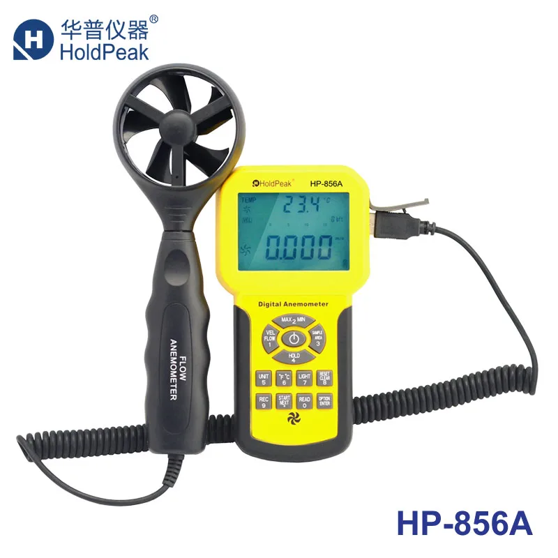 

HoldPeak HP-856A Digital Wind Speed Air Volume Meter Anemometer USB/Handheld with Data Logger and Carry Case