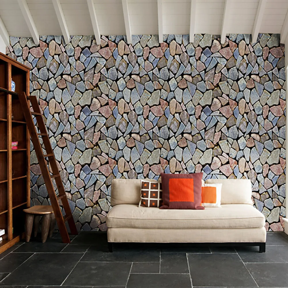 3d brick stone wall sticker for kids room rustic effect self adhesive home decor pared bedroom kitchen muursticker wallpaper in wall stickers from home
