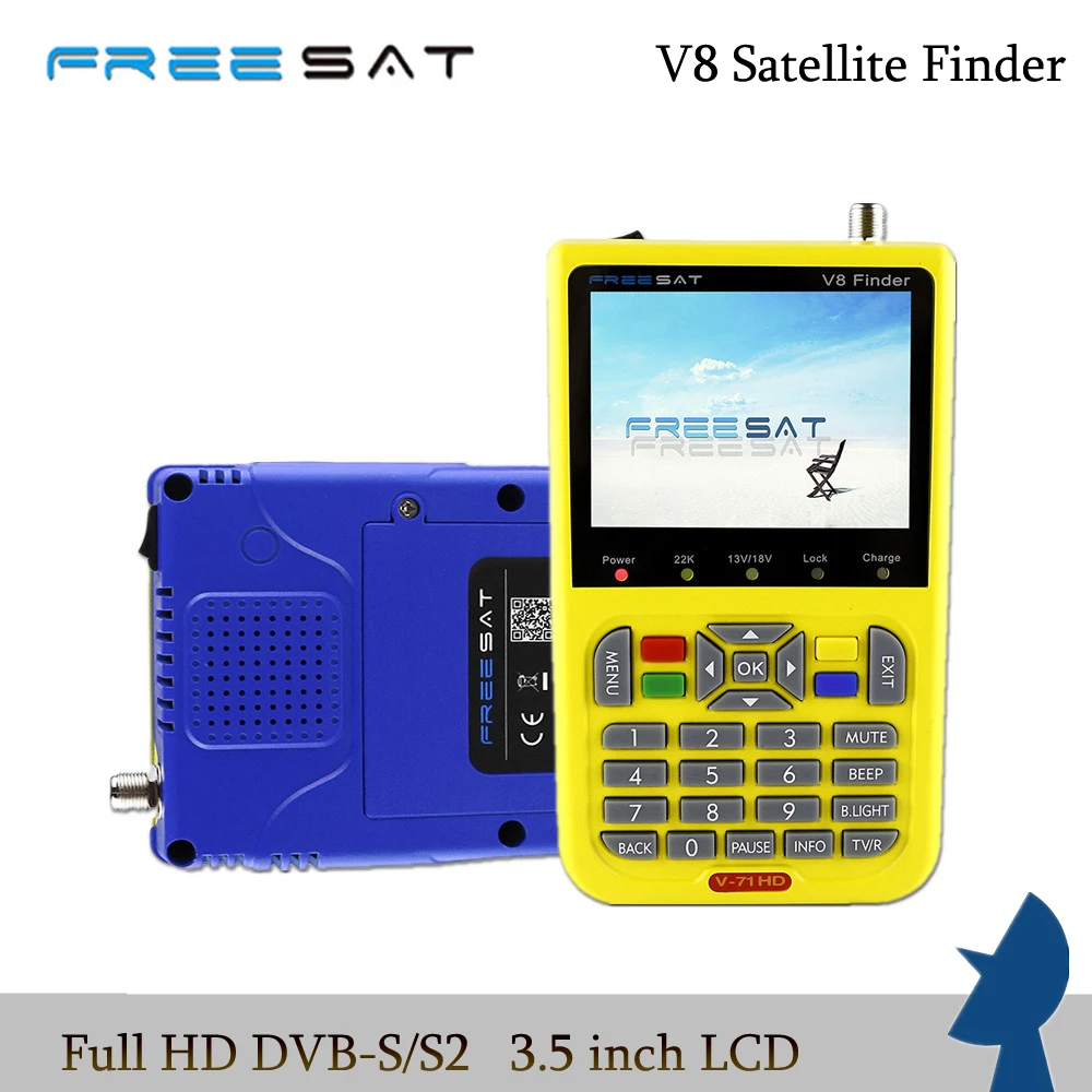 

FREESAT V8 Finder HD DVB-S2 High Definition Satellite Finder 3.5 inch LCD Display Digital Sat Finder Meter Fully DVB compliant
