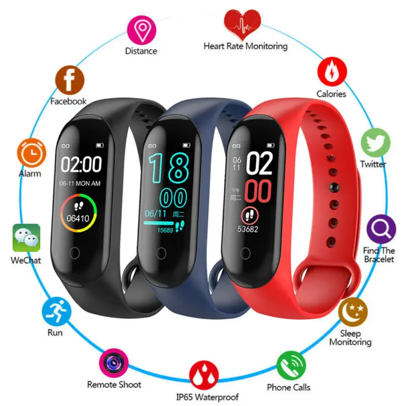 

Waterproof Bluetooth Smart Bracelet Fitness Tracker Blood Pressure/Heart Rate Watch Mi Smart Band 4 Sports Wristbands For Xiaomi
