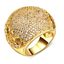Grandes Anillos Anillo de cobre de alta calidad chapado en oro con circón cúbico anillo de dedo de la joyería de moda las mujeres envío gratis tamaño completo