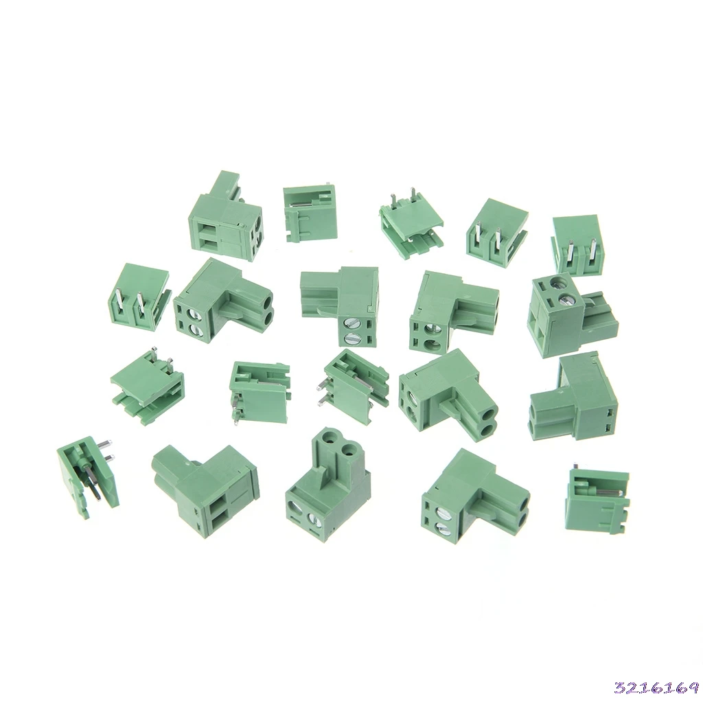 

10 Sets 2P Right Angle Terminal Block 300V 10A 5.08mm Pitch Connector PCB