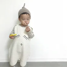 Корейский Дети комбинезоны для девочек для маленьких мальчиков осень-зима комбинезон Повседневное Мода Одежда