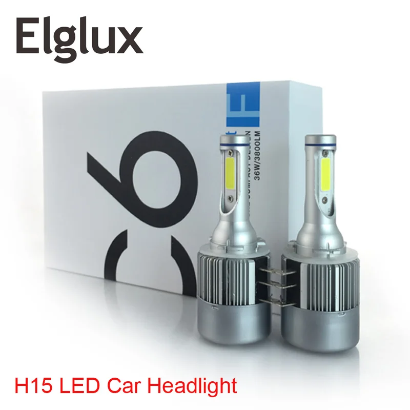 Elglux 2x H15 H7 H4 LED Bulb 72W 7600LM Wireless Car Headlight font b Lamp b
