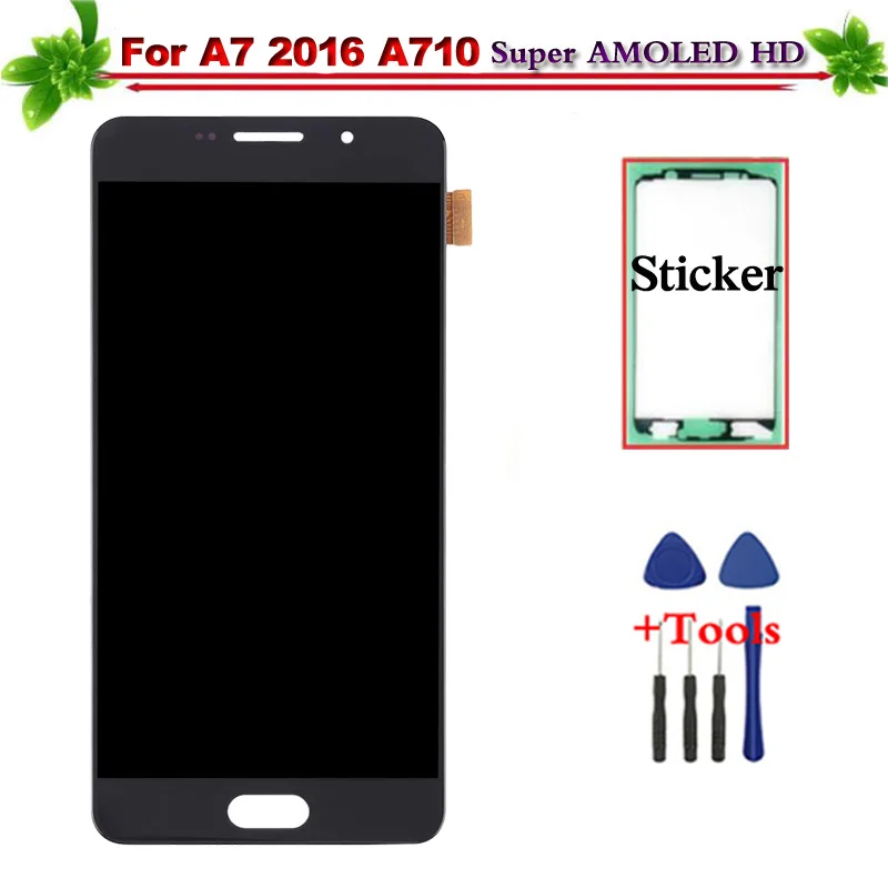 

100% Tested Replacement Super AMOLED for Samsung Galaxy A7 2016 A710 LCD Touch Screen Digitizer Display Full Assembly