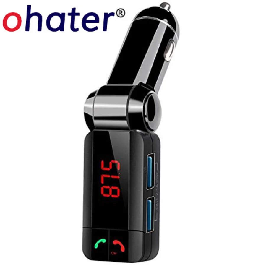 

ohaterCar Kit Bluetooth FM Transmitter Wireless MP3 Player Modulator Handsfree LCD with Dual USB Charger for iPhone Samsung