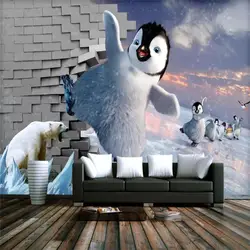 На заказ обои 3D мультфильм морской Пингвин полярный медведь детская комната украшения-высококлассный водостойкий материал