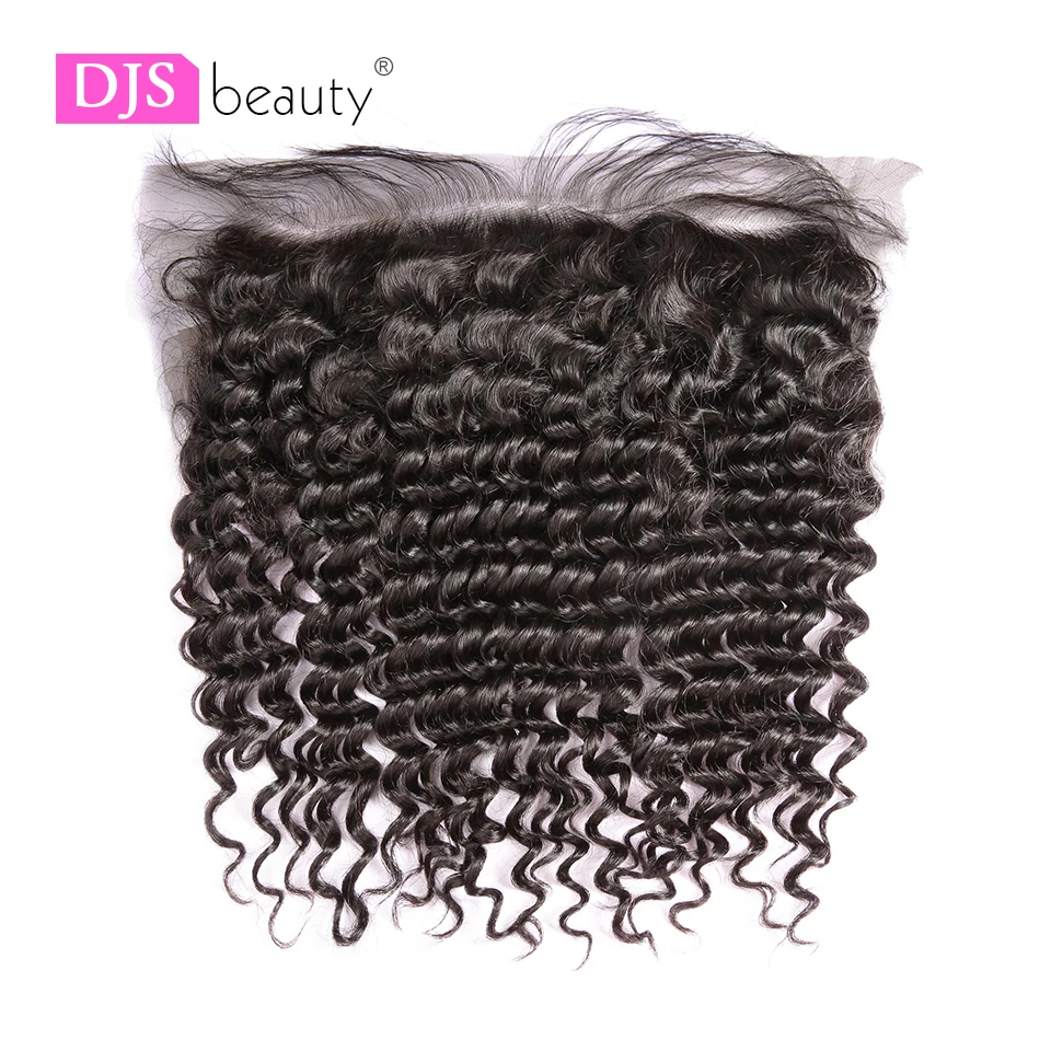 

DJS Beauty Brazilian Lace Frontal Closure Remy Hair Deep Wave 13*4 Plucked Natural Hairline With Baby Hair