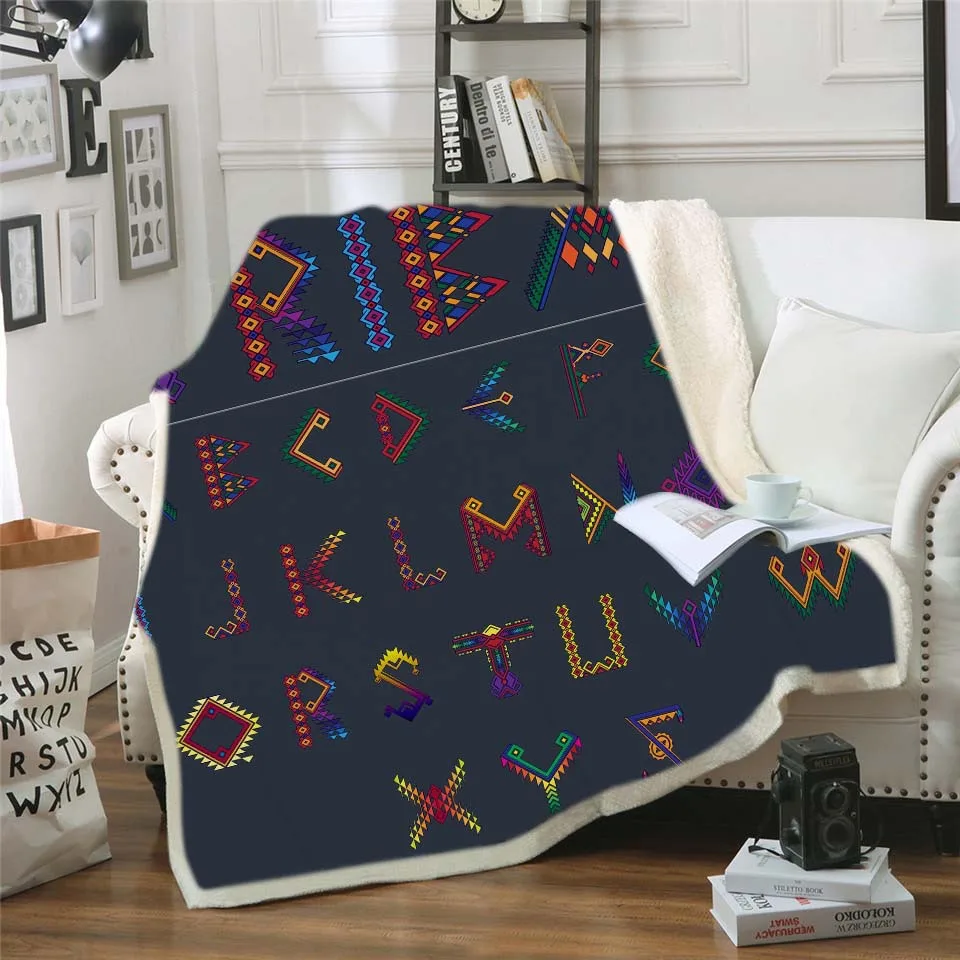 

Throw Blanket on the Bed Vintage Boho Sherpa Fleece Blanket Velvet Plush Sofa Plaid India Bedding For Dropship