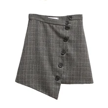 Возможно U карандаш Асимметричная мини-юбка на пуговицах Сексуальная Мини Высокая талия короткая шикарная S0089