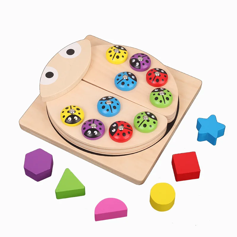  Ladybug Board Game Multicolour Shape Block Learning Table Fish Game for Children Educational Baby T