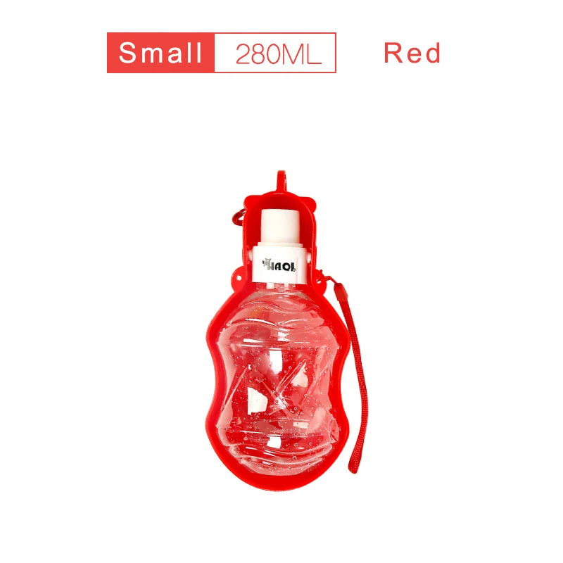 280/518 мл складная пластиковая бутылка для воды для собак, кошек, путешествий, щенков, поилка, чашка для домашних животных, диспенсер для подачи воды - Цвет: 280 ML Red