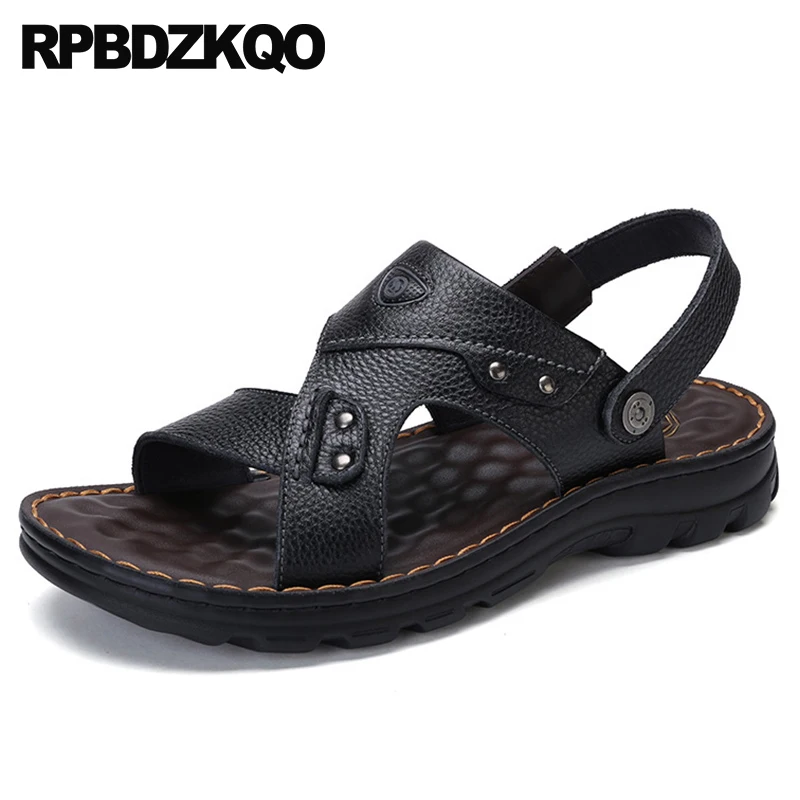 

Sneakers Slides Native Sandals Brown Luxury Genuine Leather Breathable Slippers Summer Designer Shoes Men High Quality Black