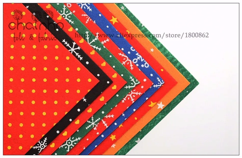 Печатная 1 мм полиэфирная Нетканая войлочная ткань/ткань DIY ручной работы для шитья для Рождественского украшения/игрушки/куклы/сумки 9 цветов 30x30 см