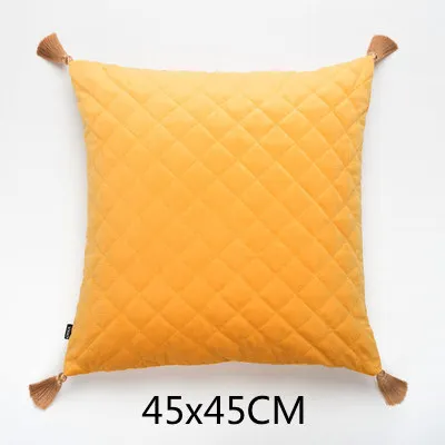 DUNXDECO наволочка для подушки, декоративная квадратная наволочка, современный простой геометрический лоскутный роскошный бархатный чехол для дивана с кисточками - Цвет: I
