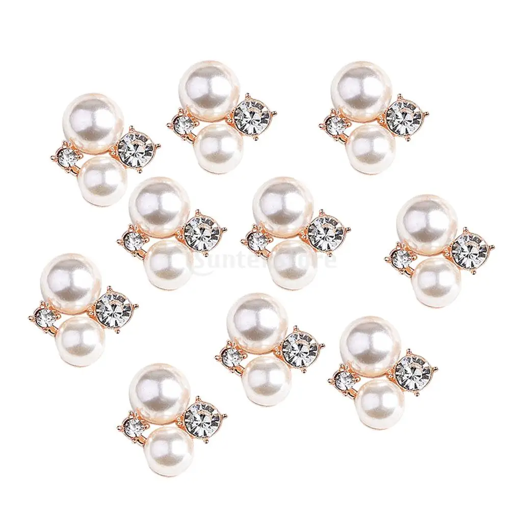 10x Alloy Fashion Crystal Flatback Jewelry Accessory Rhinestone Pearl Charms For Women Necklace Brooch Sewing Crafts Gift