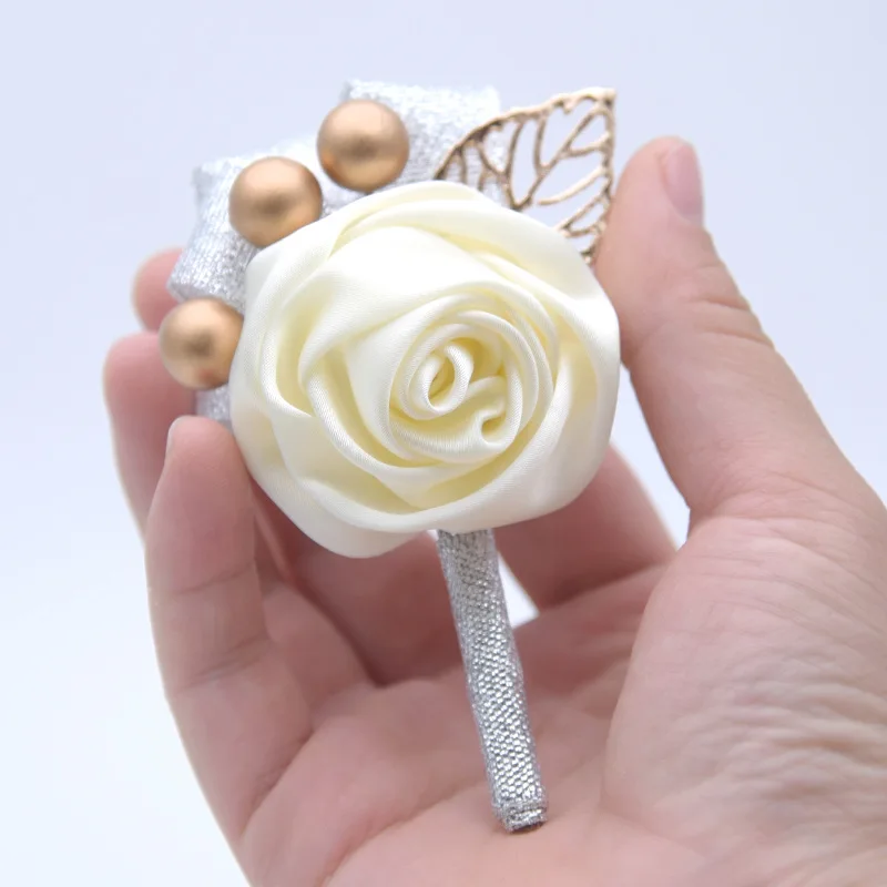 1 шт. новые искусственные розы цветы бутоньерка для невесты свадебные украшения принадлежности корсаж цветок