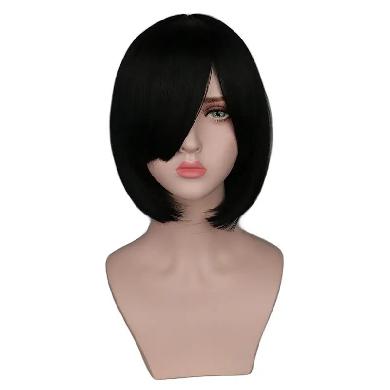 

QQXCAIW Short Bob Straight Women Girls Natrual Black Light Brown Dark Brown Heat Resistant Synthetic Hair Wigs
