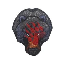 Parche bordado de oso K9, garra de oso rojo, parches militares, emblema de combate táctico, apliques, insignias bordadas, envío directo