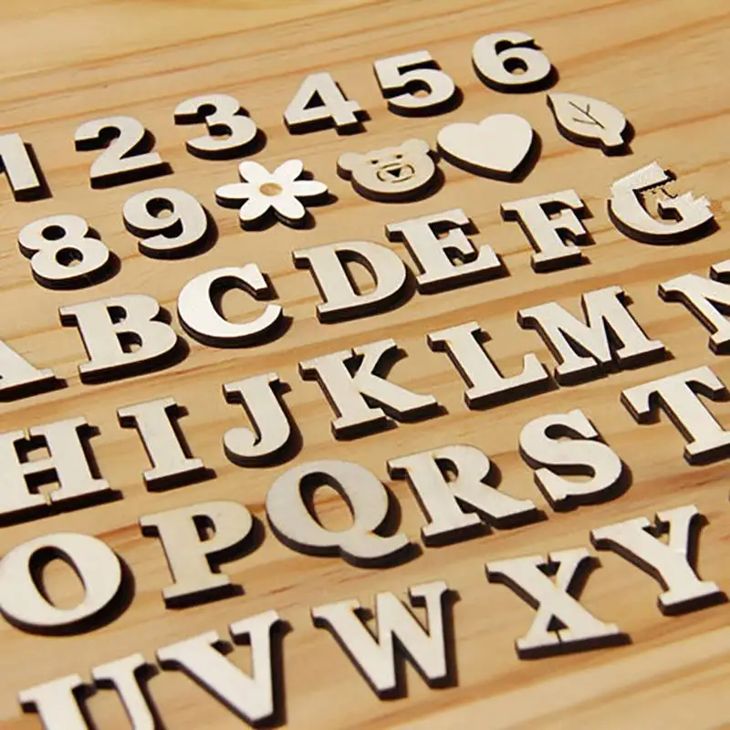 Mixed A-z Letter 0-9 Number Alphabet Wood Letter Wooden Number Sticker Craft 3d Scrapbooking Decor Self-adhesive Diy