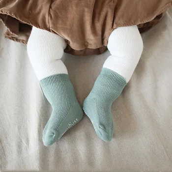 

3 pairs of spring new baby socks cotton socks plastic non-slip baby socks double needles loose mouth plain newborn socks