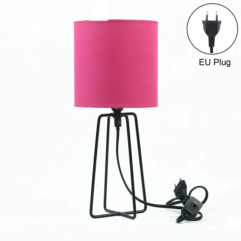 OYGROUP Iron Table Lamp EU Plug Modern American Desk Lamp Reading Lamp Office Light For Home#OY16T01 - Цвет абажура: Red Shade Black Fra