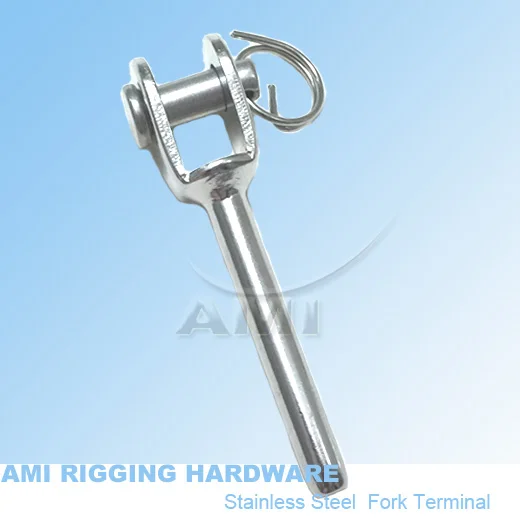 5mm wire, Swage fork, swage jaw, stainless steel 316 wire rope end