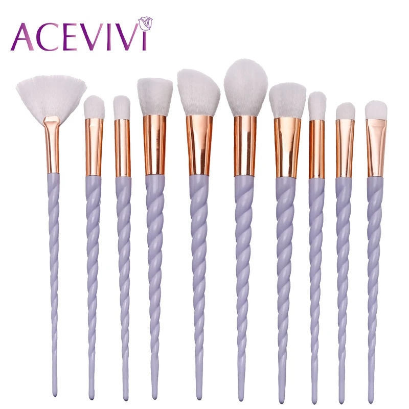 

ACEVIVI 10 Pcs Makeup Brushes Set Cosmetic Foundation Blending Powder Eyeshadow Contour Concealer Blush Tool Beauty Make Up Kits