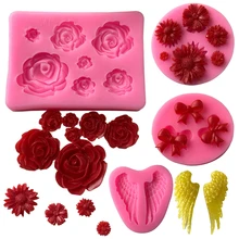 Пищевая форма для торта, крылья розы, 1 шт., бант, сахарный шоколадный, силиконовая форма, высокое качество, форма для торта, форма для помадки