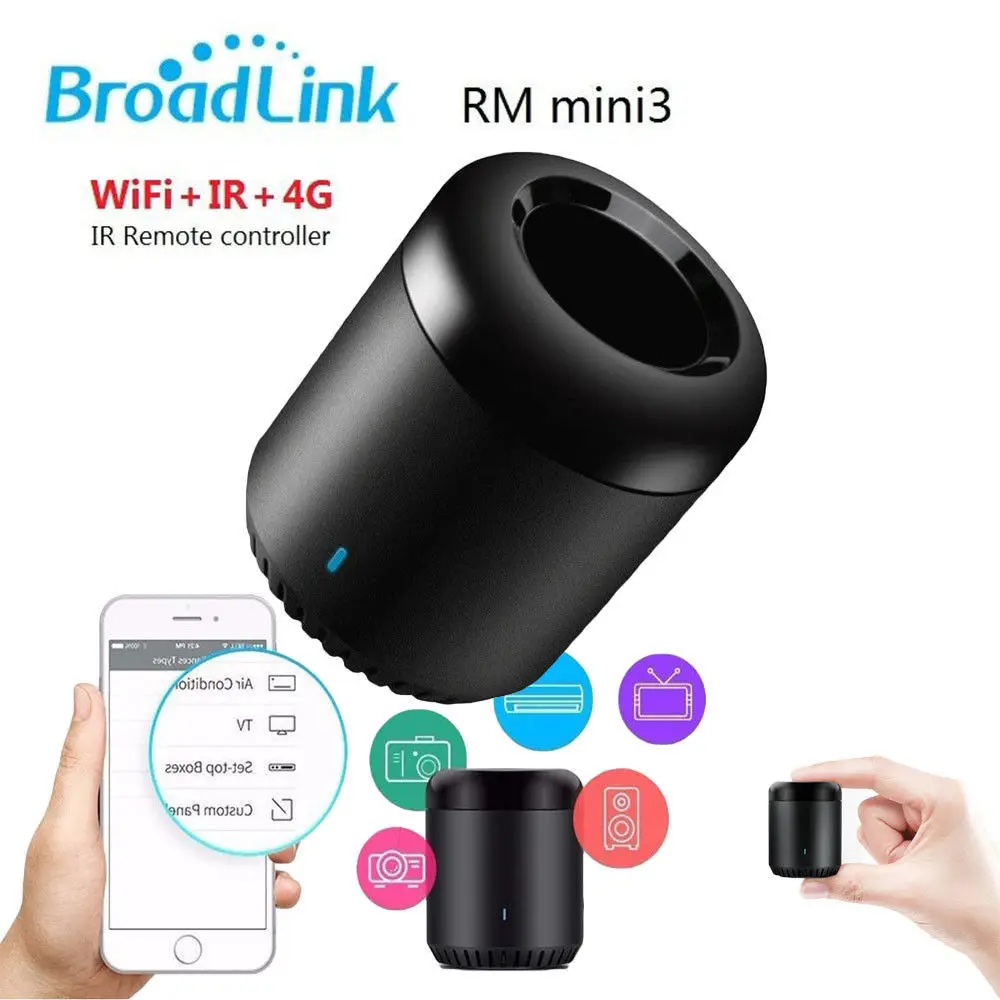 

Broadlink Smart Home RMMini3 Controller Work for Alexa Google Home IFTTT Smart Home WiFi+IR+4G Wireless APP Voice Controller