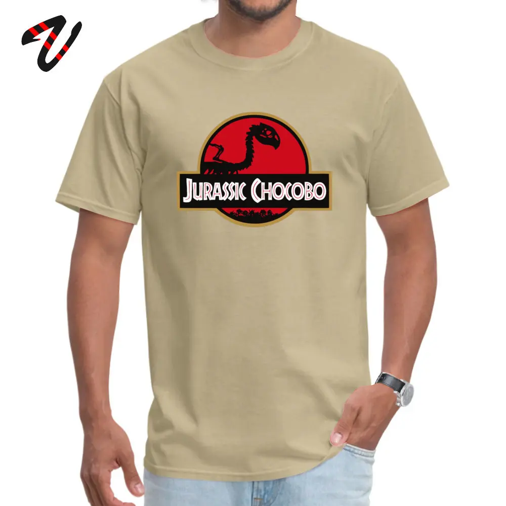 Jurassic Chocobo Tshirts Short Sleeve cosie New Design Men's Summer T Shirt cosie Tops T Shirt Crewneck Cotton Fabric Jurassic Chocobo 2101 beige