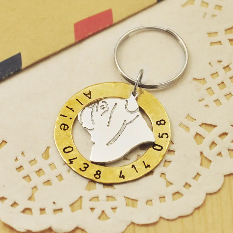 personalized bulldog id tag hand stamped pet tag customized dog id