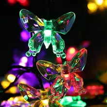 Солнечные лампы 4,8 м 20 светодиодный s красочная гирлянда из бабочек праздничное украшение Открытый Сад Рождество Солнечный светодиодный свет