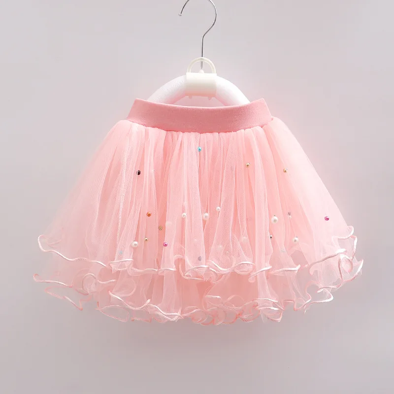 

AD Spring Autumn Pearls Mesh Girls Skirt Beautiful Baby toddler's Tutu Children's Clothing