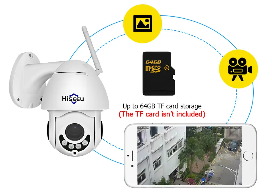 Hiseeu 1080 P PTZ IP Камера открытый Водонепроницаемый мини Скорость купол Камера 2MP Цвет ночного видения ip-видеонаблюдения безопасности Камера P2P