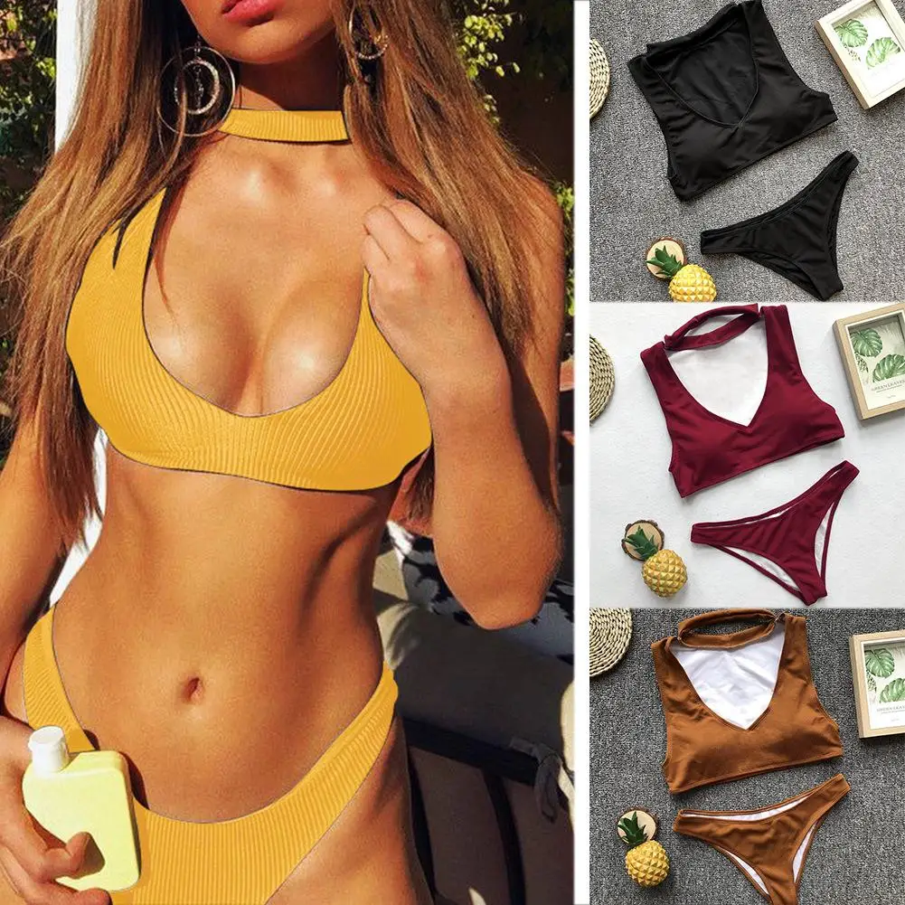 

2018 European American Fashion Sexy Style Bikini Ladies Double-sided Wearable Split Swimsuit Fashion Breathable Bikini Swimsuit