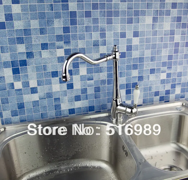

Beautiful swivel chrome faucet kitchen vessel mixer sink tap 4 2 sinks Bree1203
