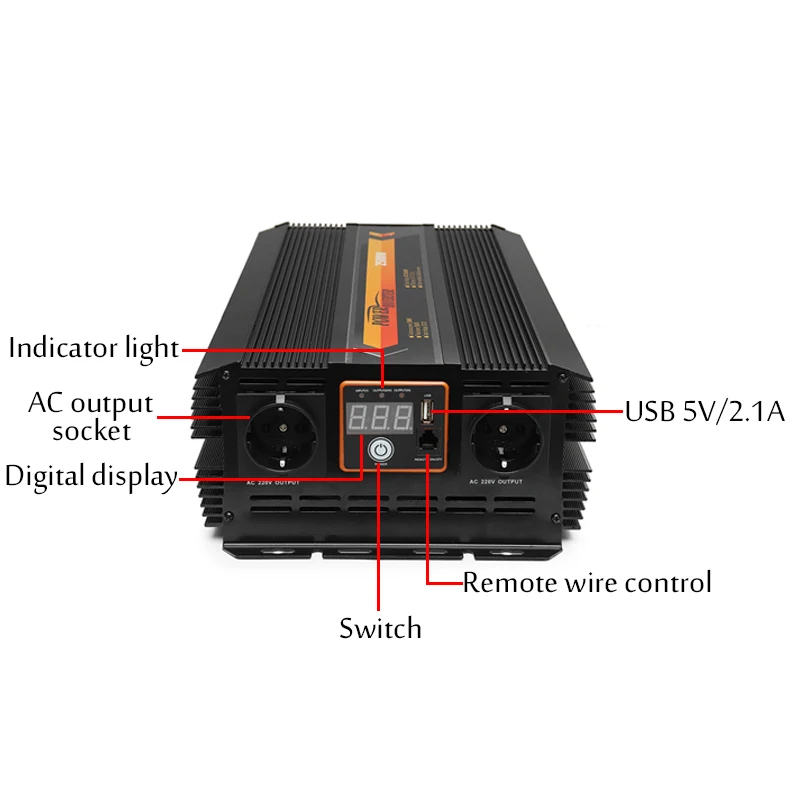 5000 Вт автомобильный инвертор постоянного тока 12 В 220 в модифицированный синусоидальный светодиодный преобразователь с USB питанием адаптер синусоидального преобразователя