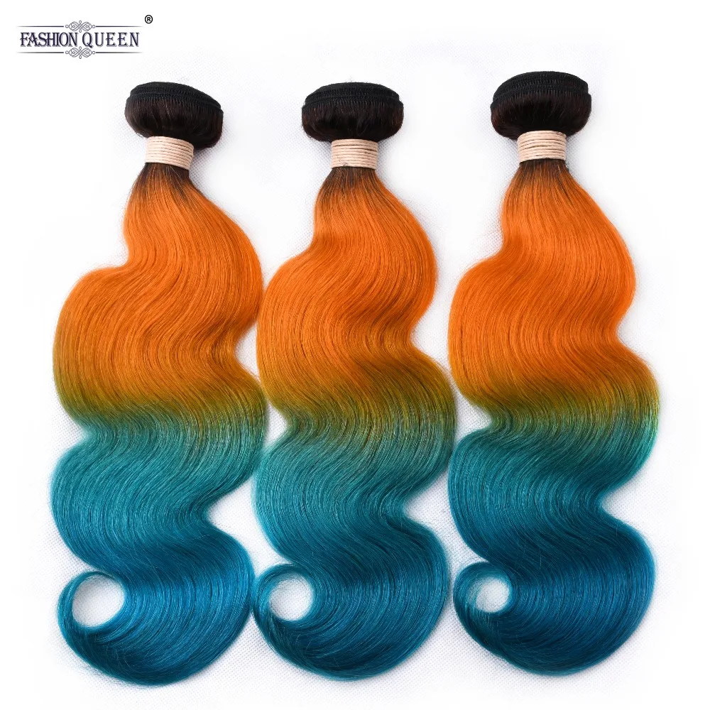 Ombre Brazilian Hair Weave Bundles Colored 1b/Orange/Blue ...