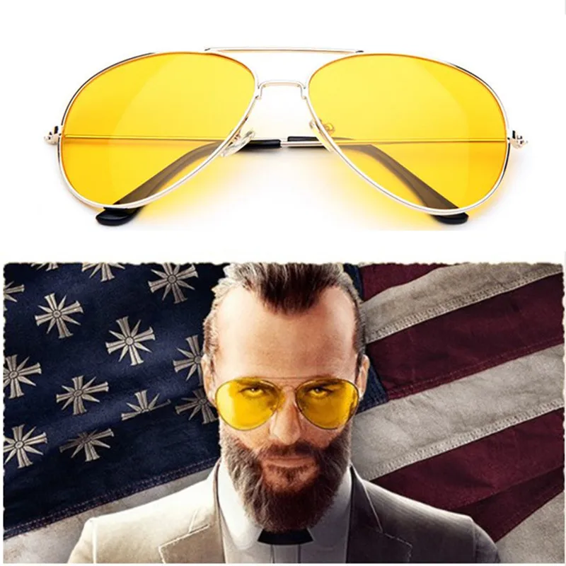 

Game FAR CRY 5 Joseph Seed Cosplay Prop Eyewear Metal Yellow Lens Women Men Sunglasses Glasses Cosplay Accessories New