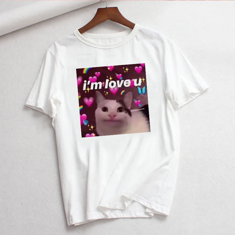 Милый корейский ulzzang cat love heart dog print, новые летние топы с короткими рукавами, футболки, повседневные свободные, большие размеры, парная футболка - Цвет: 9