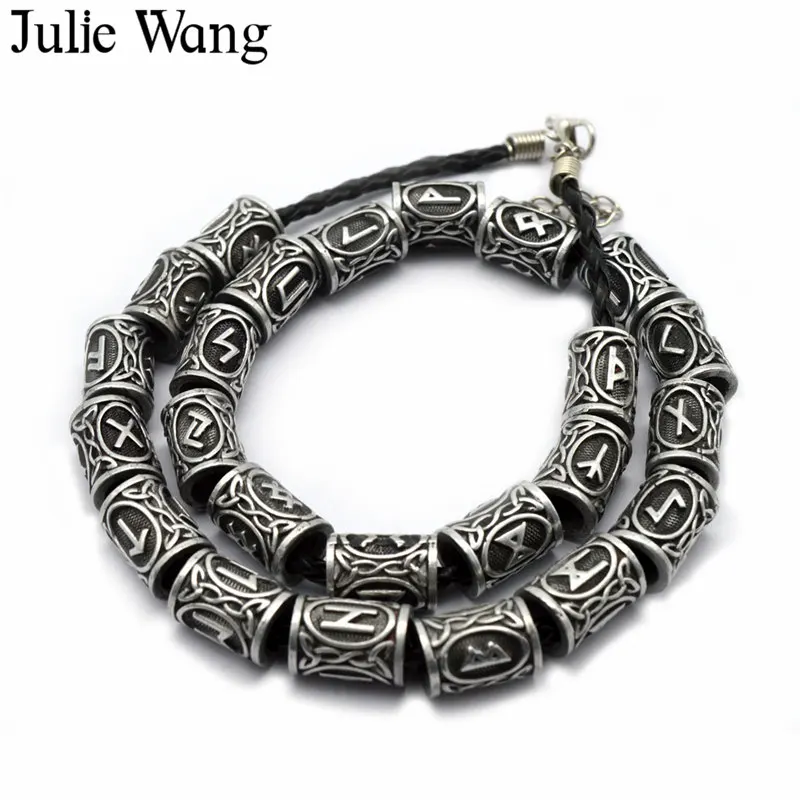 Бусы с рунами викингов Julie Wang 24 шт. аксессуары для самостоятельного изготовления